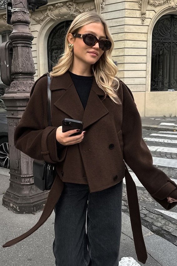 SOERA Daphne Short Autumn Winter Coat - Jackets - ki1765494947088210043 Brown L