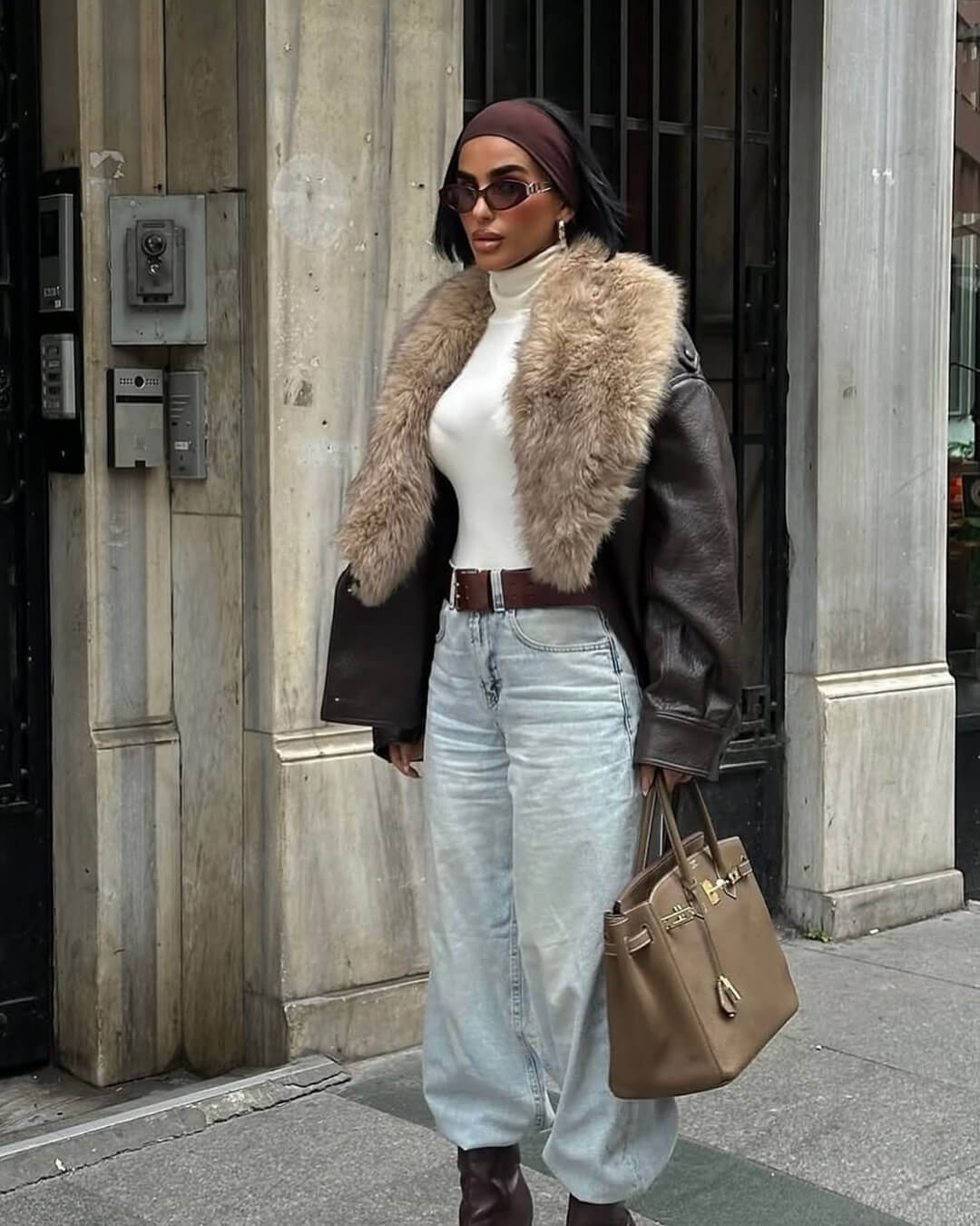 SOERA Francesca Faux Leather Jacket with Detachable Fur Collar - Jackets - 3256809993040075-;AE1764003581361420585 Brown S