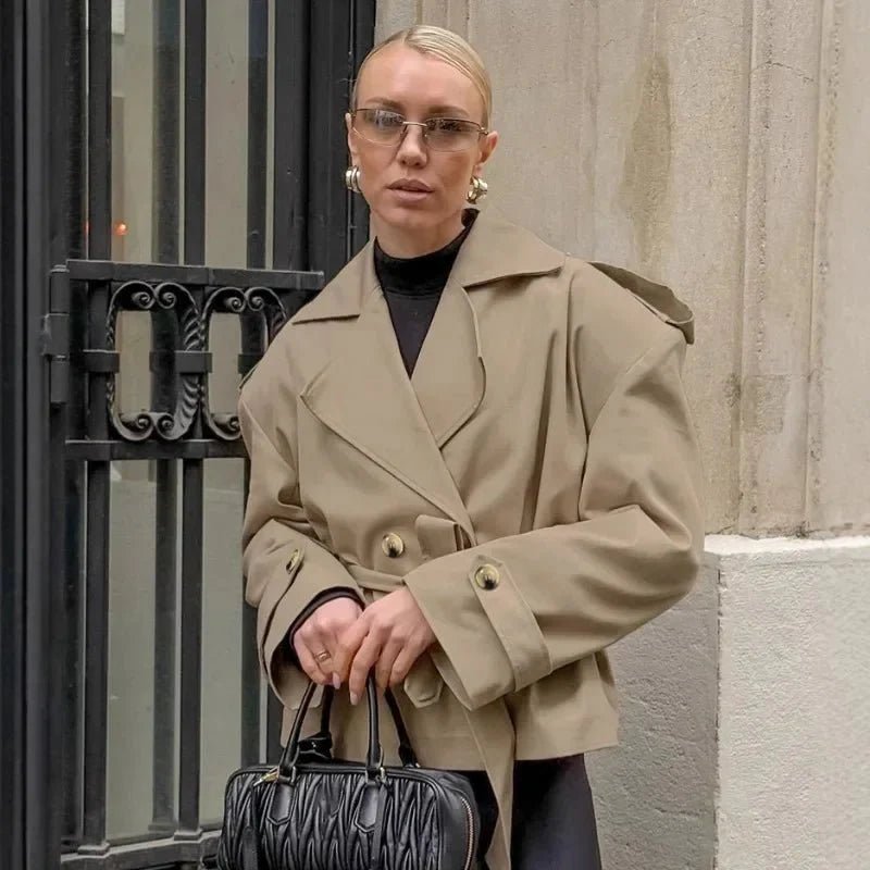 SOERA Hailey Crop Trench Coat - Jackets - fi1761302825923762454 Beige M