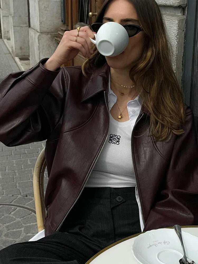 SOERA Harper Faux Leather Bomber Jacket - Jackets - uX1774532669740066881 M