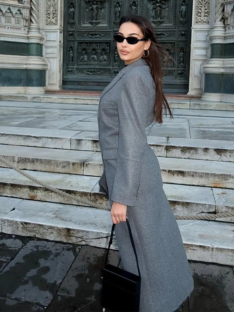 SOERA Iris Cinched Waist Long Coat - Jackets - VM1761123527990880433 Grey M