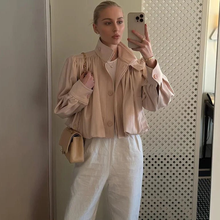 SOERA Jenna Loose Fit Pleated Jacket - Jackets - 1005009529250279-;RR1775118758913130115 Pink S