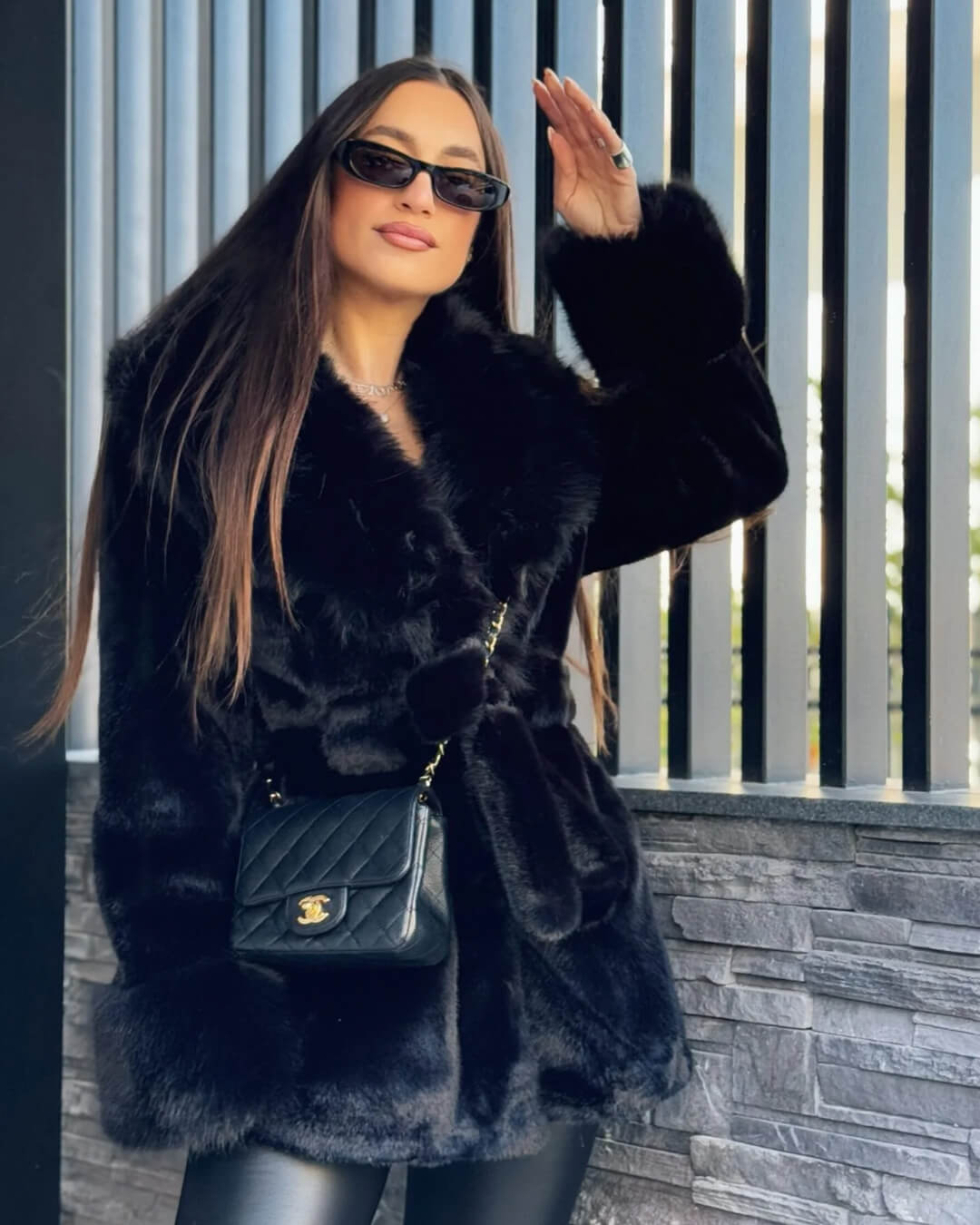 SOERA Jessa Faux Fur Trim Coat - Jackets -  Black M