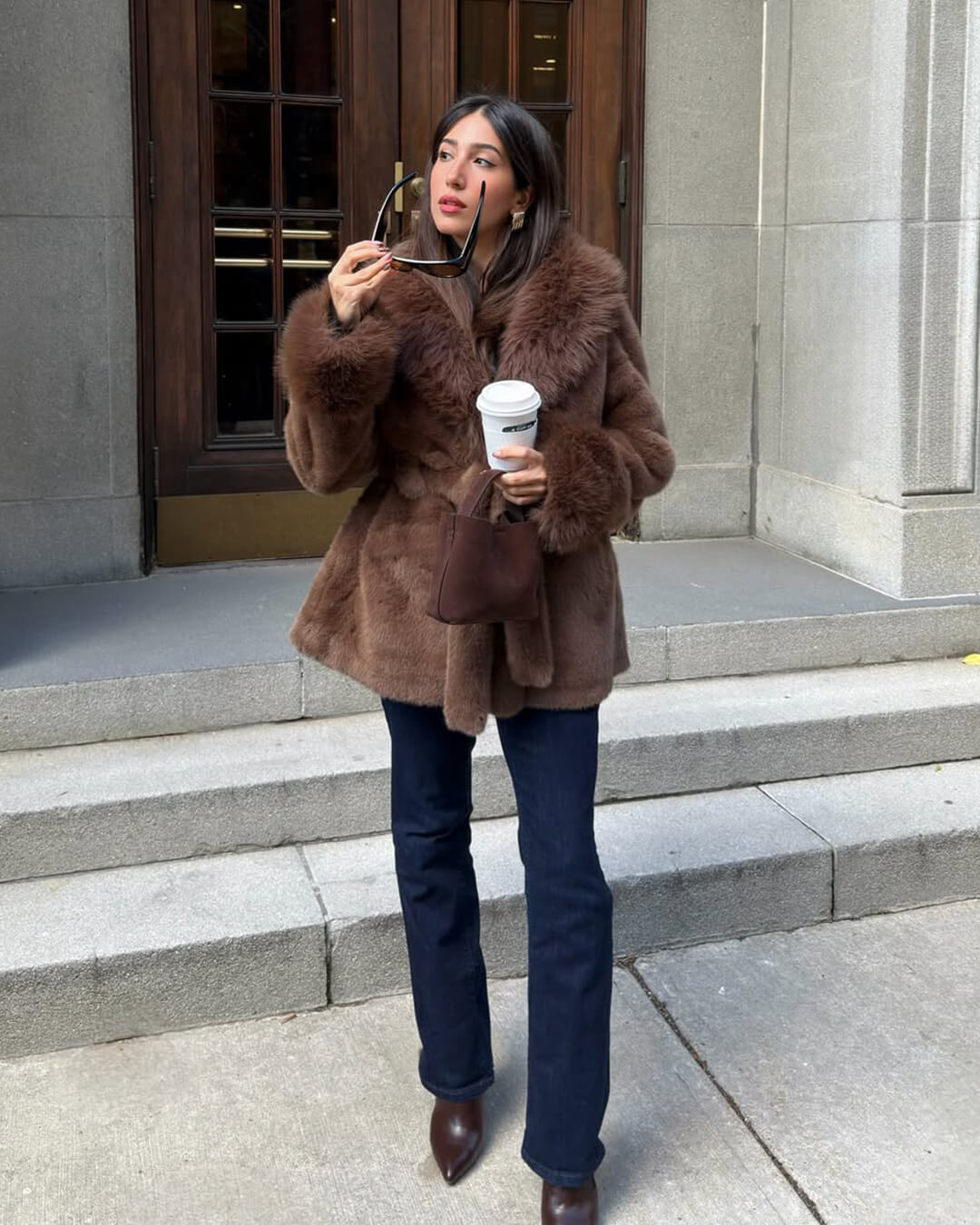 SOERA Jessa Faux Fur Trim Coat - Jackets -  Brown L