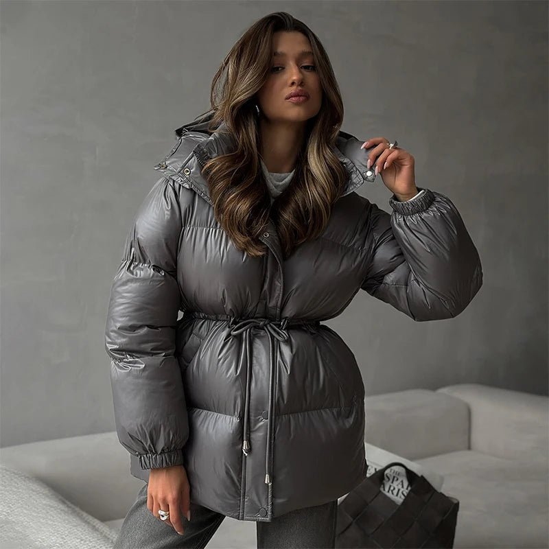 SOERA Lorie Drawstring Hooded Puffer Coat - Jackets - 1005010026834237-;sn1761217546552703177 Dark Gray S