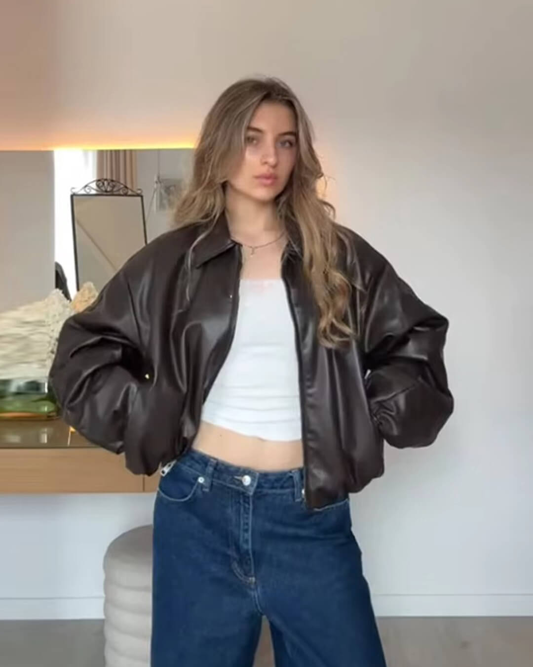 SOERA Marivic Zip Up Faux Leather Jacket - Jackets - rT1775572252224099926 Brown XS