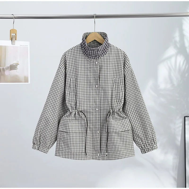 SOERA Marnie Check Hooded Zip Jacket - Jackets - 1005011795742449-;ej1775592292252208532 Beige S