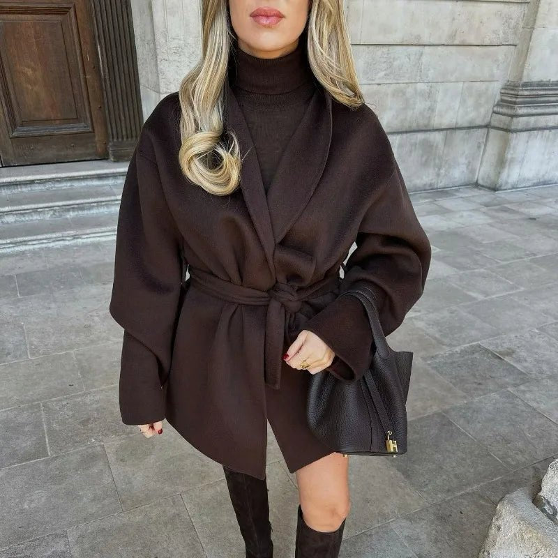 SOERA Monica Belted Oversized Wrap Coat - Jackets - 3256809910377586-;EO1763832190309633929 Brown S
