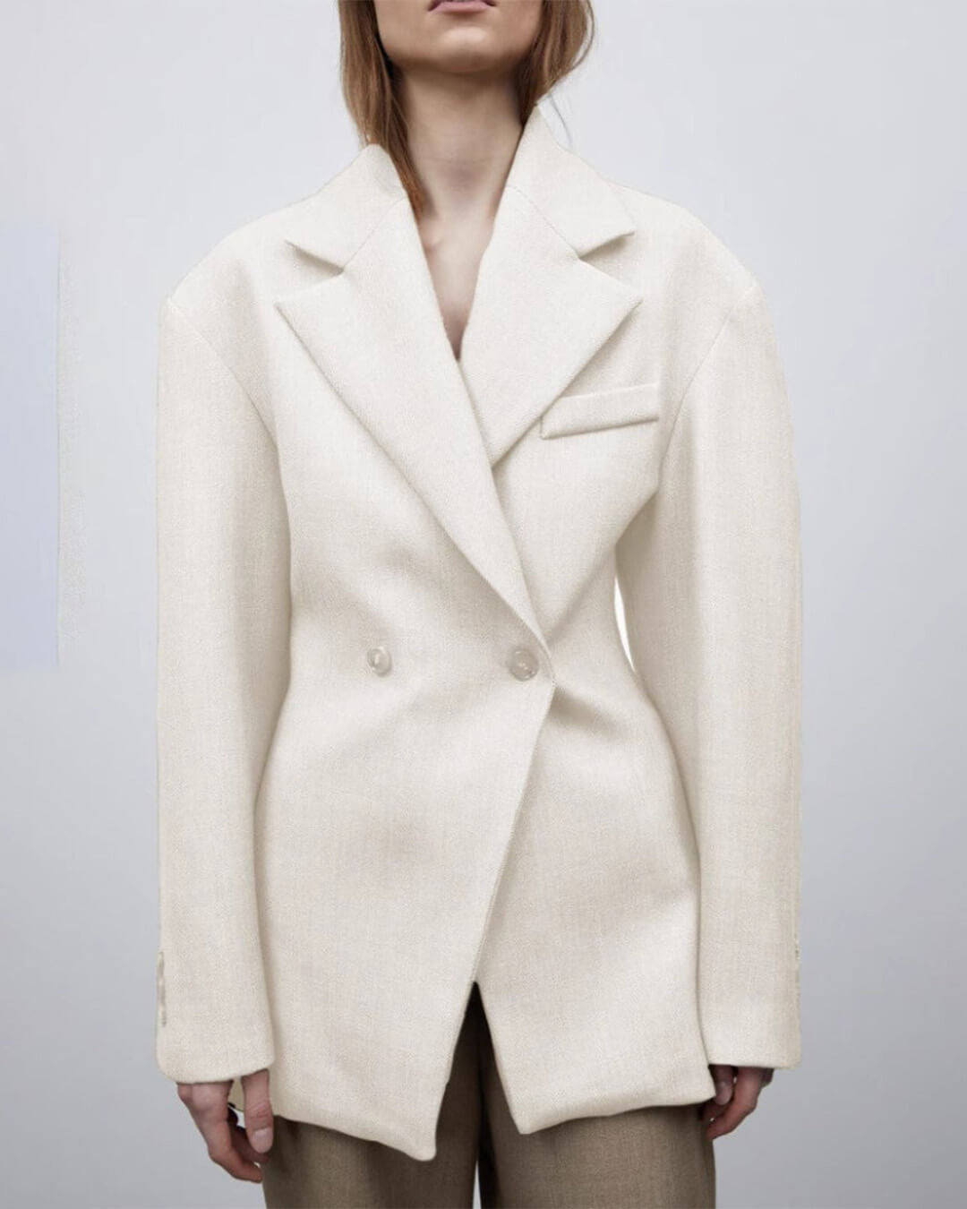 SOERA Myrna Notch Lapel Cinched Blazer - Jackets - KV1770276357224777391 White S