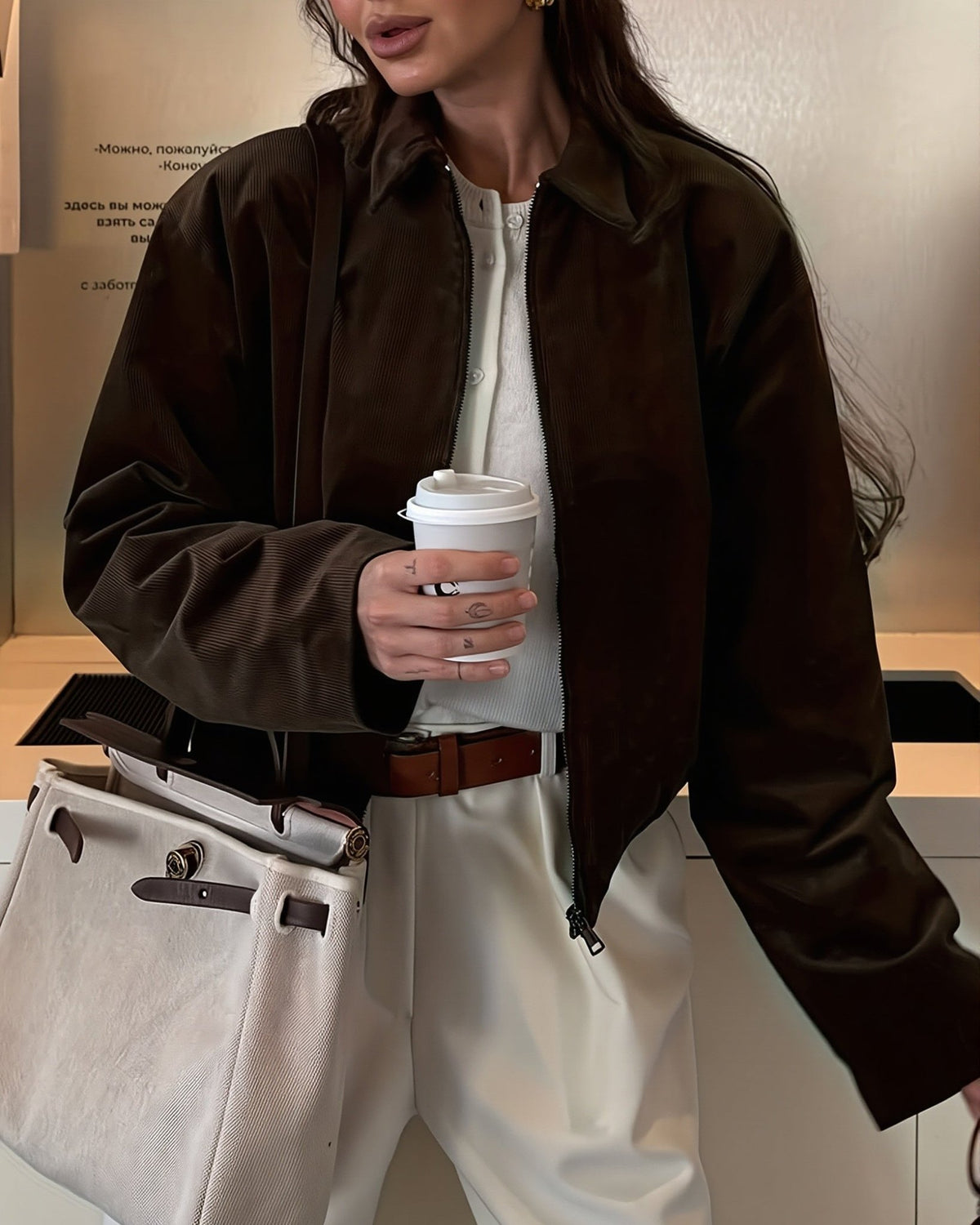SOERA Nicole Corduroy Bomber Jacket - Jackets - SOERA-181059-COF-L-89763 Coffee Brown L