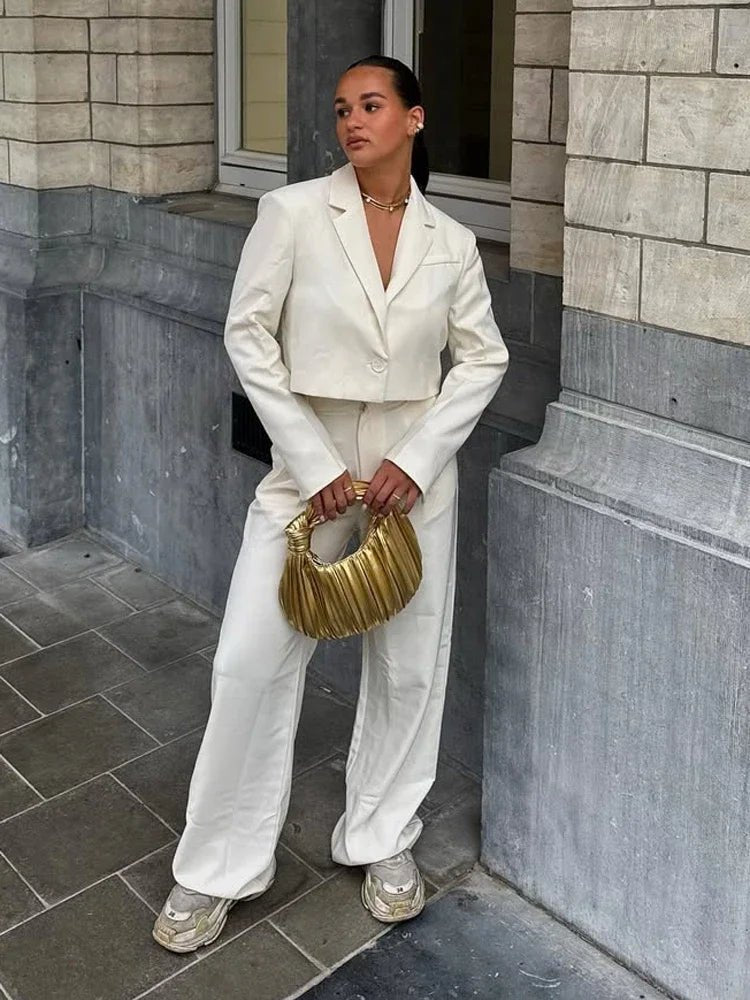 SOERA Olga Padded Cropped Suit Jacket - Jackets - 1005010749500479-;IK1774012026652106419 White M