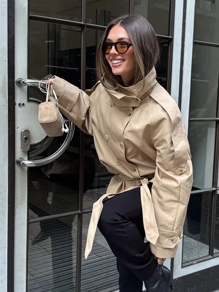 SOERA Portia High Neck Lace Up Coat - Jackets - 1005011887855759-;dN1775552730007074510 S