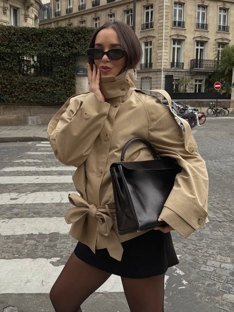 SOERA Portia High Neck Lace Up Coat - Jackets - 1005011887855759-;ri1775552730007323489 XS