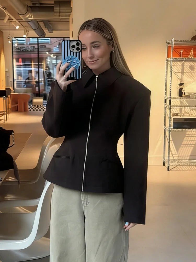 SOERA Sabine Zip Up Fitted Jacket - Jackets - 1005010537003381-;pz1770053333510768034 Brown XS