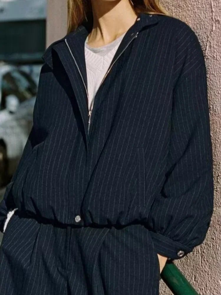 SOERA Selena Striped Stand Collar Jacket - Jackets - 1005010582296121-;iG1775031590525145745 M