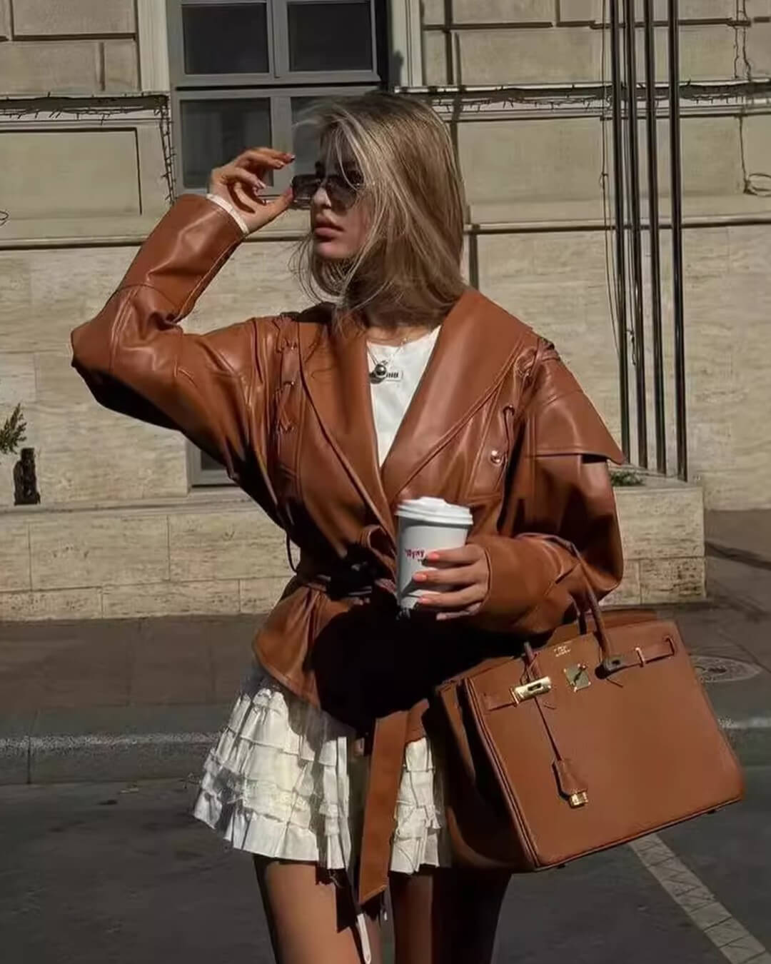 SOERA Zyra Biker Leather Jacket - Jackets -  Camel S