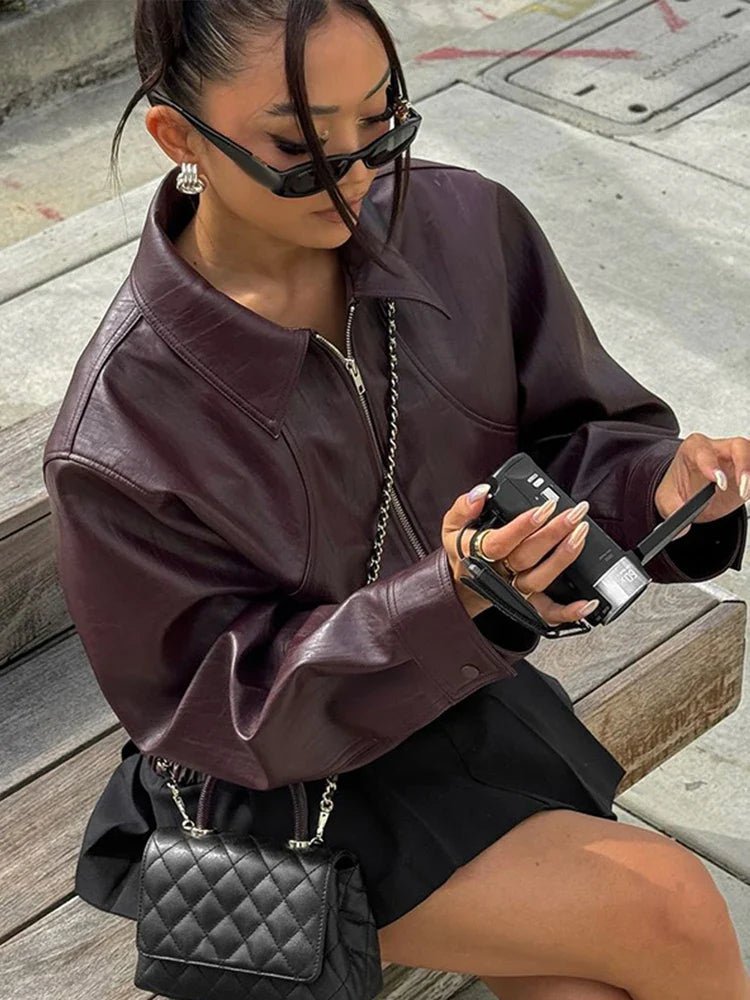 SOERA Erika Zip Up Leather Jacket - Leather Jackets - bP1770344797583888911 S