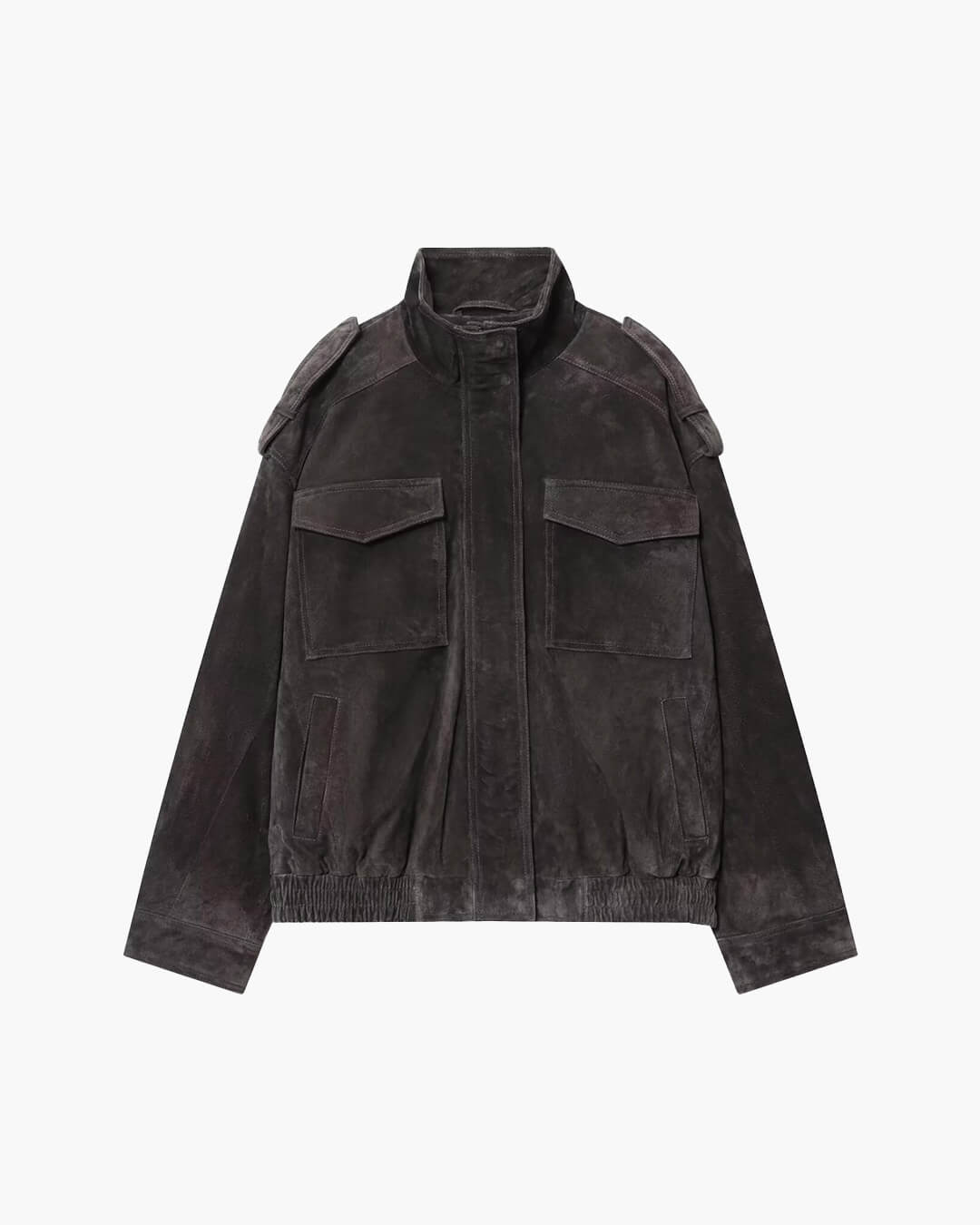 Veste High à col montant en suédine avec poches