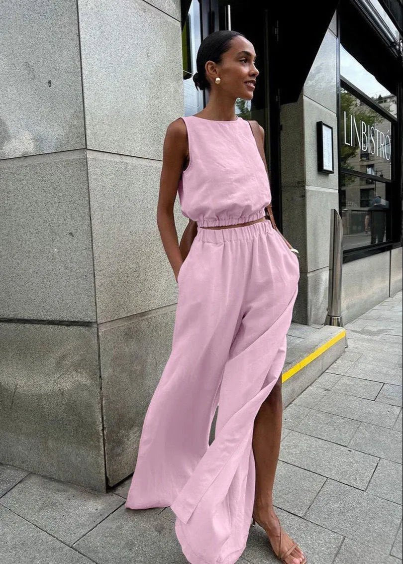 SOERA Celeste Wide - Leg Palazzo Set - Matching Sets -  Pink S