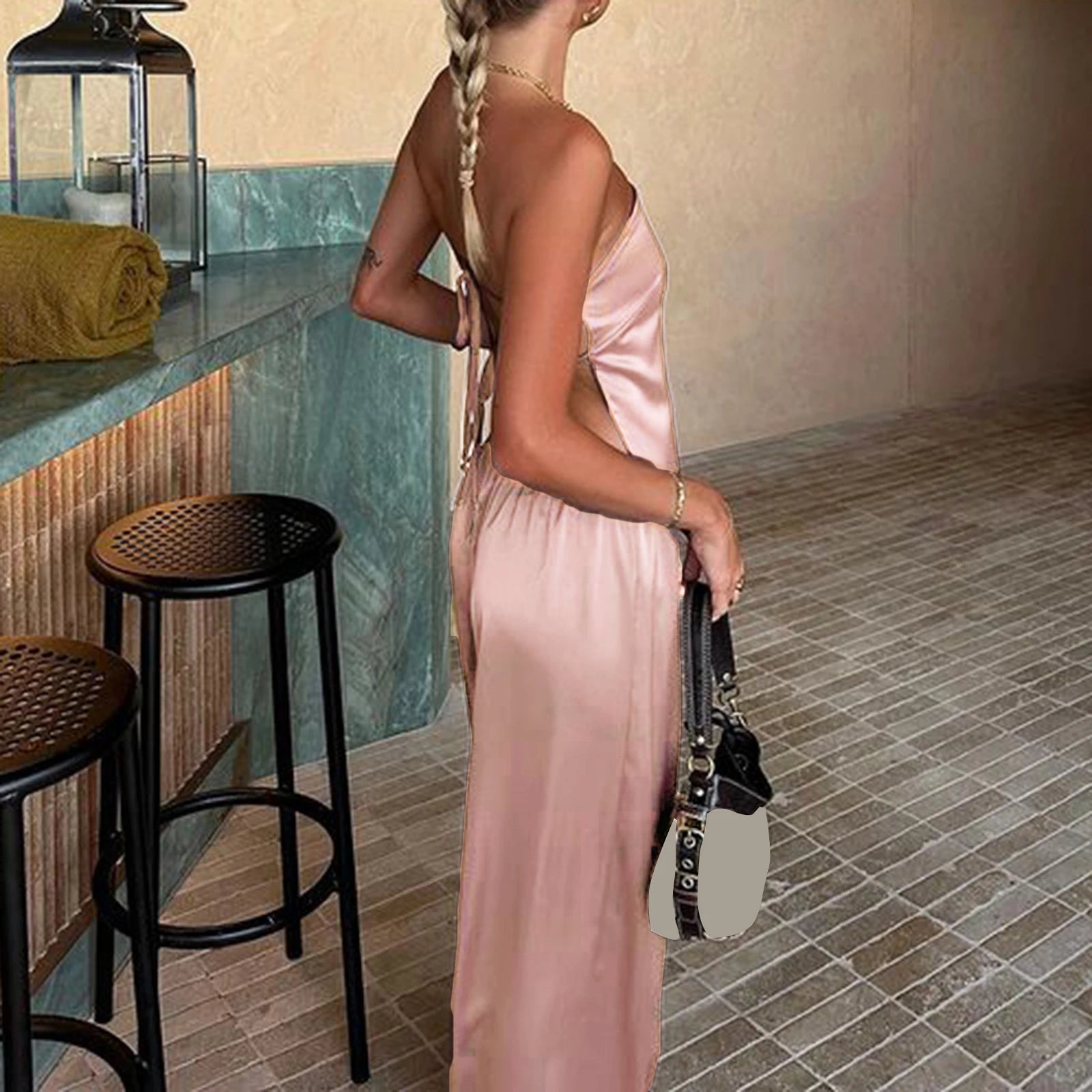 SOERA Felicity Bandeau Pants Satin Suit - Matching Sets - 1005008922806118-;zz1774012026431640323 Black M