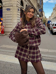 Ensemble Jessica Bomber à Carreaux et Skort