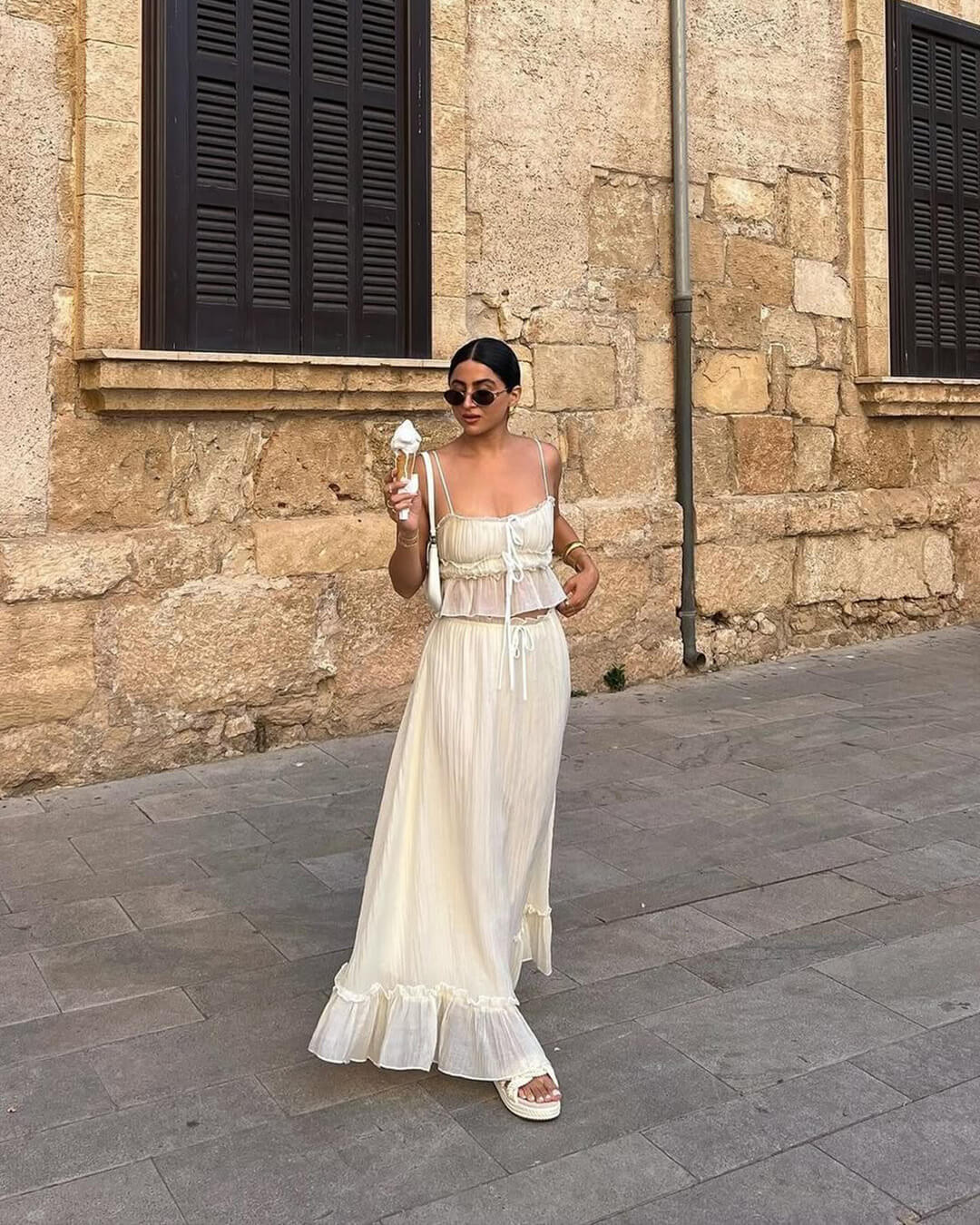 Ensemble jupe maxi et caraco froncé Julia