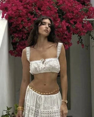 Ensemble Margot crop top bohème et jupe longue