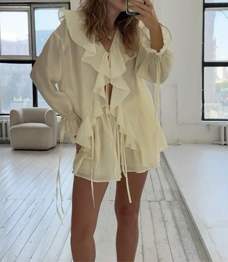 SOERA Sienna Ruffled Tie Top Shorts Set - Matching Sets -  M