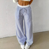 Beatrice Striped Straight Casual Pants