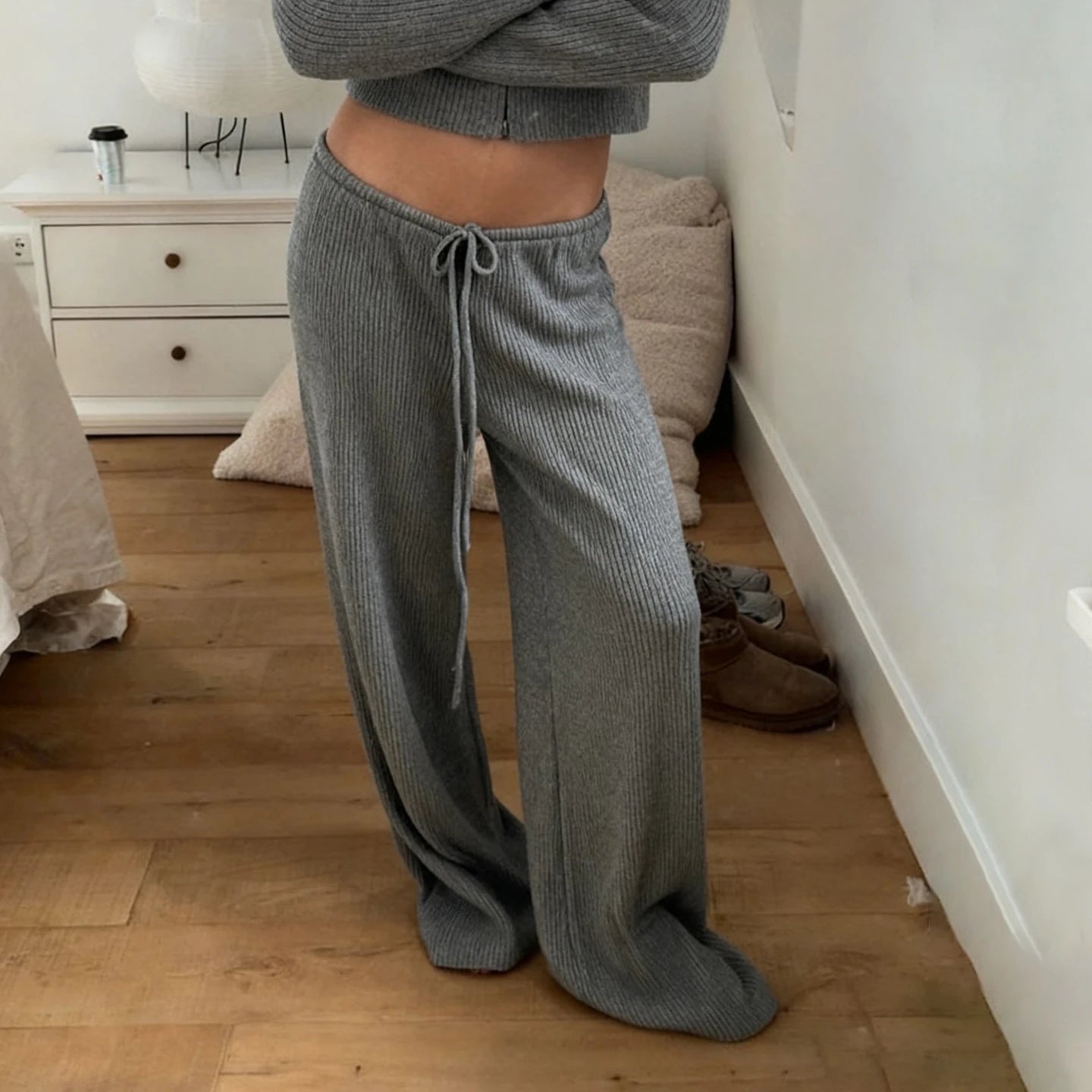 SOERA Lorena Knitted Lounge Pants - Pants - 1005010265045200-;qA1774012026644470725 White S