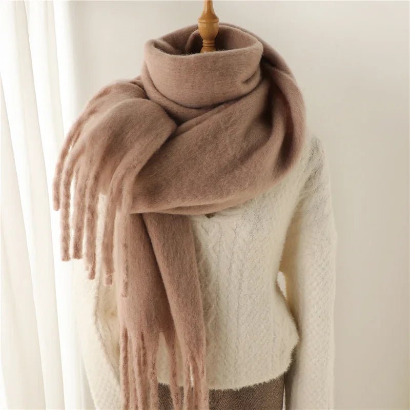 SOERA Tanya Tasseled Winter Scarf - Scarf - 1005009466241802-;DN1764703454509391279 Gray