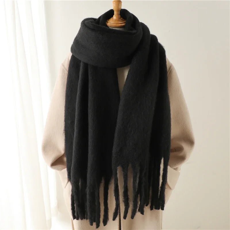 SOERA Tanya Tasseled Winter Scarf - Scarf - 1005009466241802-;LY1764703454508751606 Black