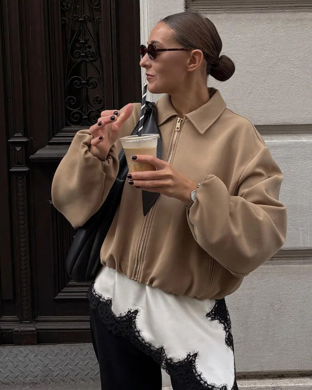 Blouson Seraphina matelassé à manches bouffantes