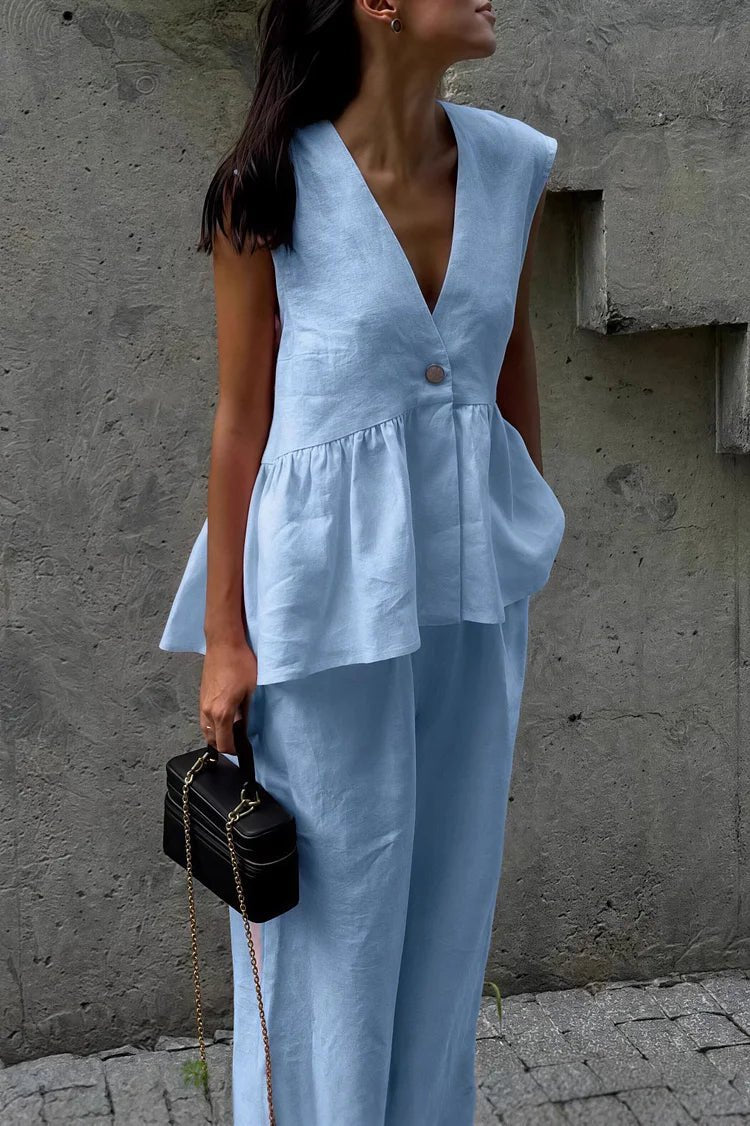 SOERA Sydney Ruffled Vest & Pants Set - Set - 1005008498710435-;ck1776125342950298862 Blue S