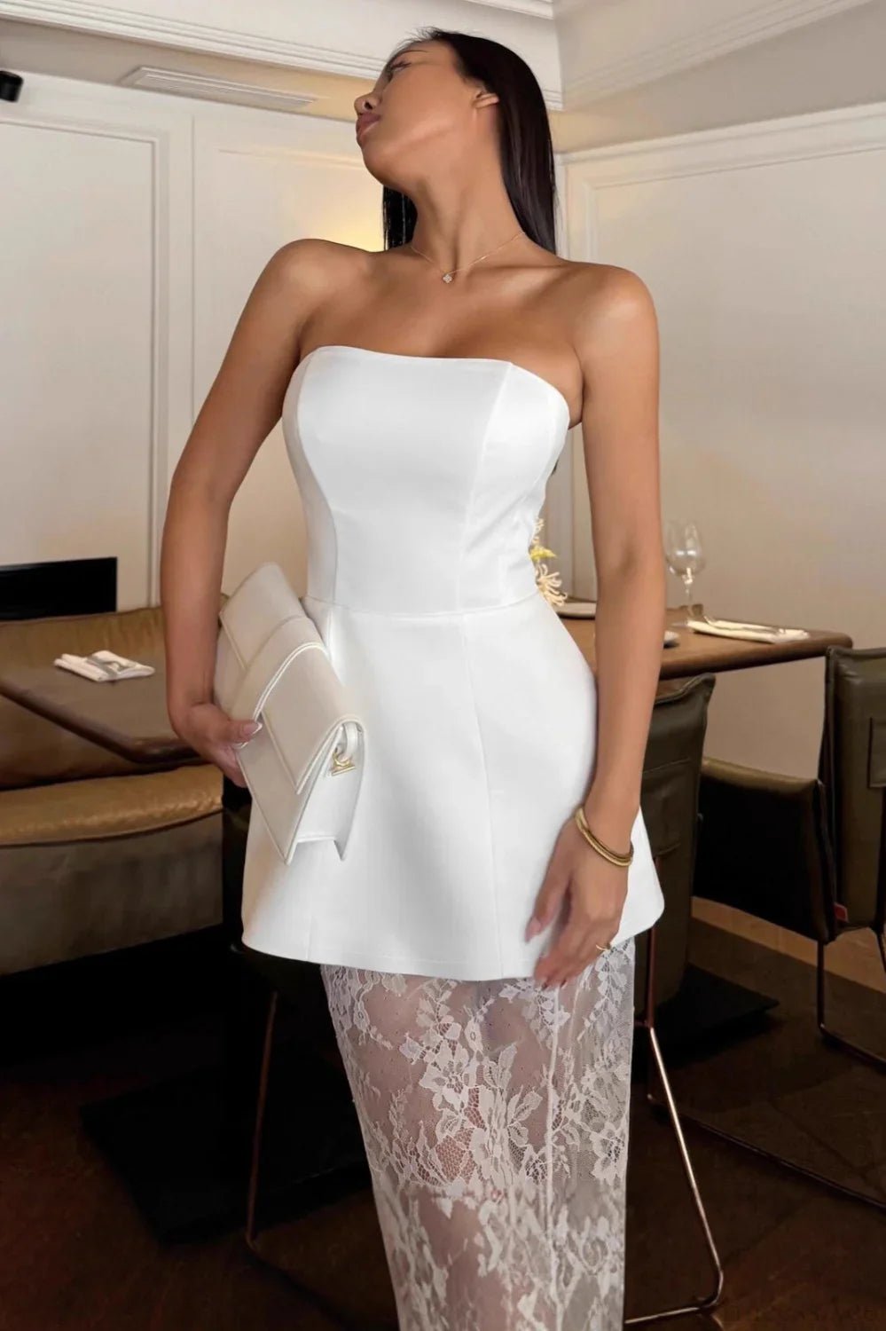 SOERA Effie Strapless Lace Maxi Set - Sets -  White M