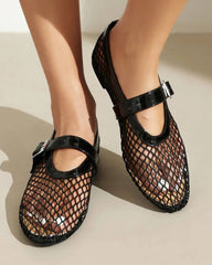 Bianca ballerines en mesh à bride