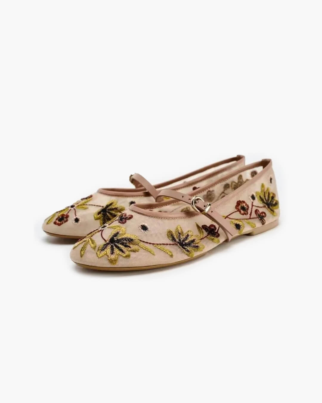 SOERA Leah Embroidered Ballet Flats - Shoes - 1005009264990682-;oo1769140528527235807 Apricot 35