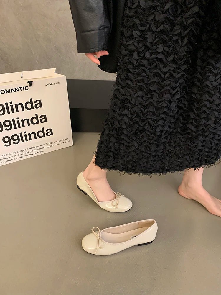 SOERA Suzette Bowtie Ballet Flats - Shoes - 1005009985131753-;EH1763832190018732113 Beige 35