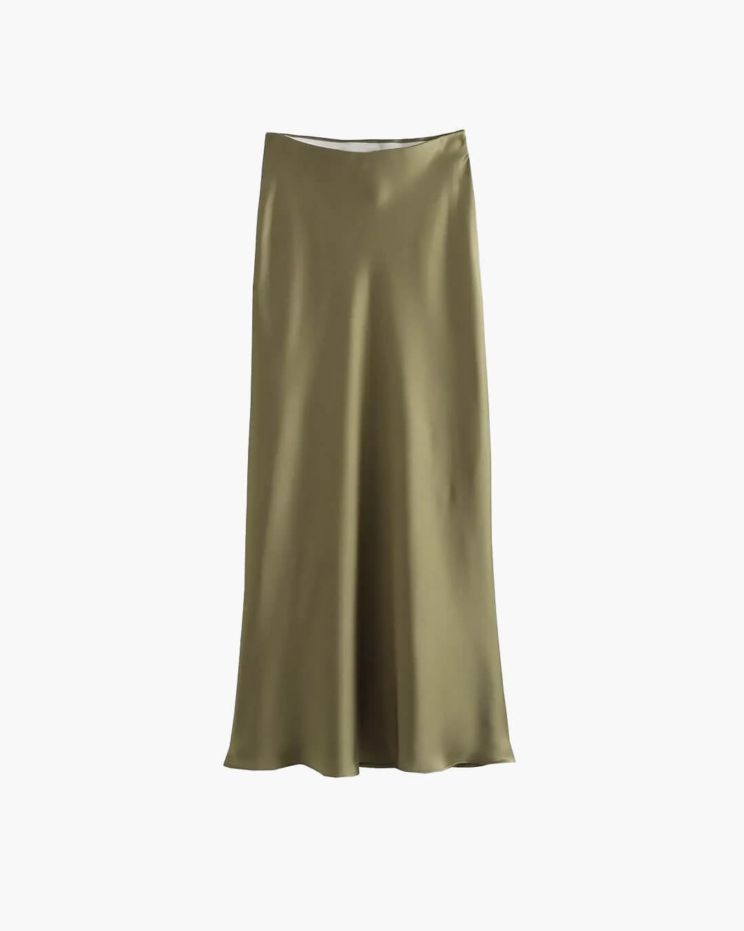 SOERA Anais High Waist Black Satin Midi Skirt - Skirt -  Armygreen XS