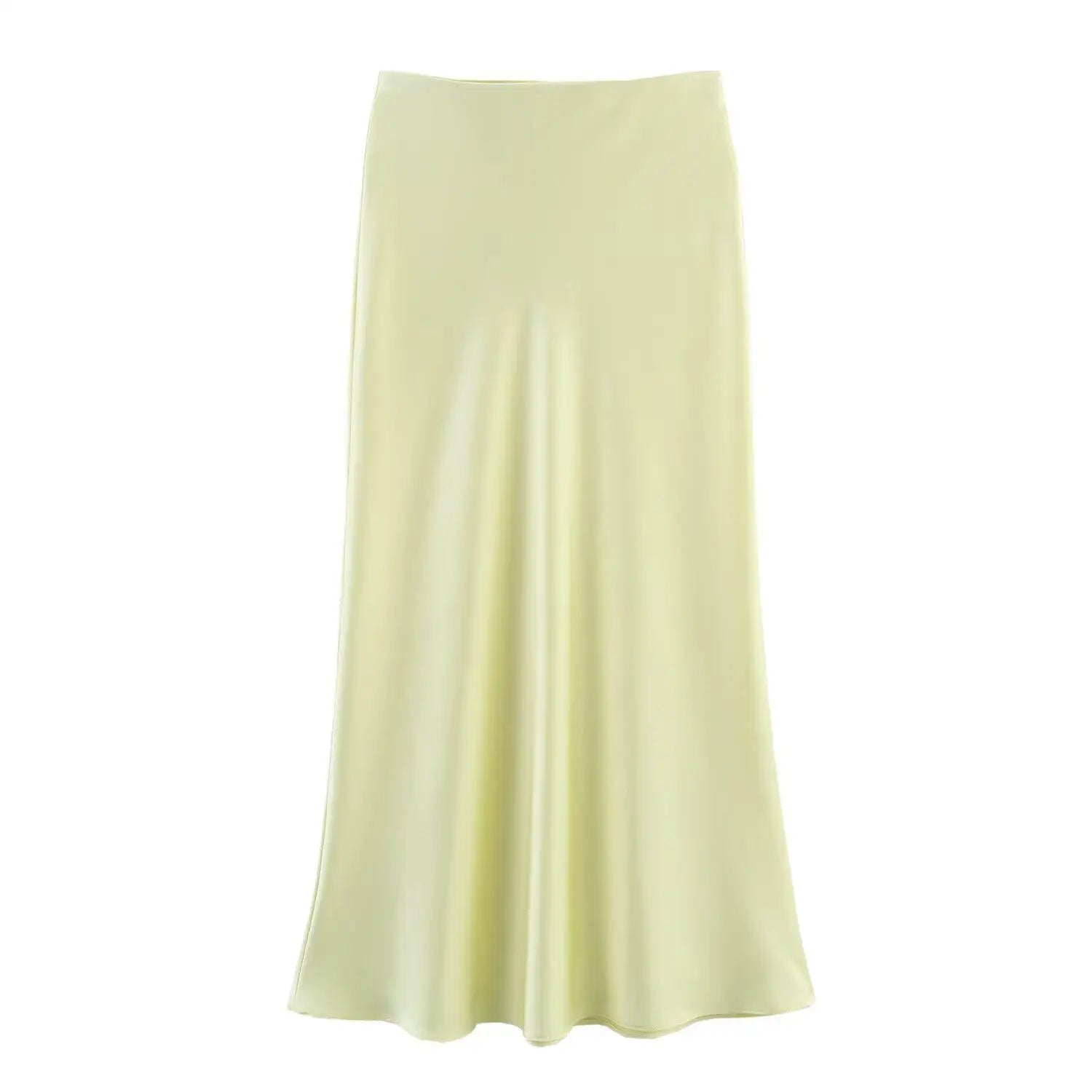 SOERA Anais High Waist Black Satin Midi Skirt - Skirt -  Light Yellow XS