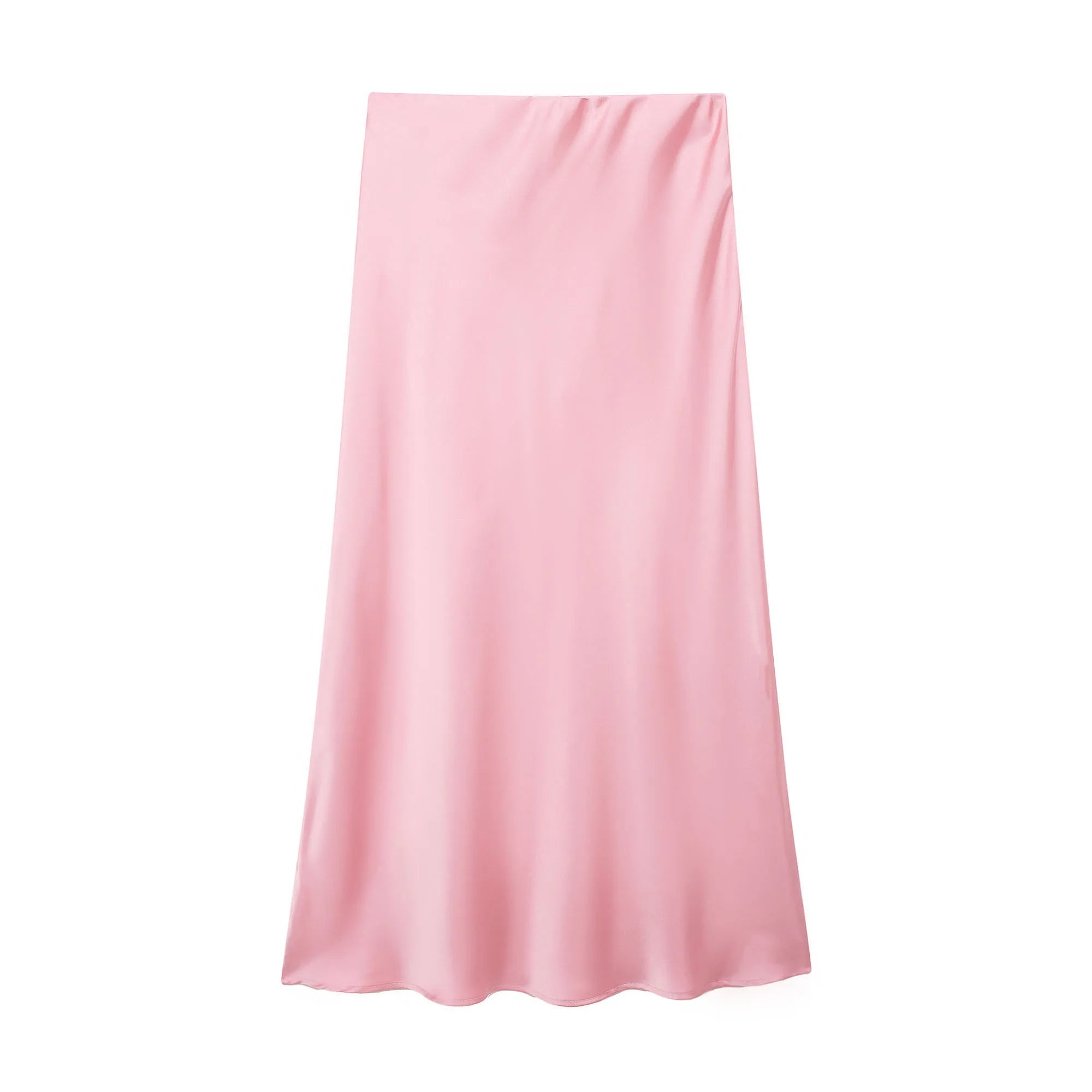 SOERA Anais High Waist Black Satin Midi Skirt - Skirt -  Pink XS