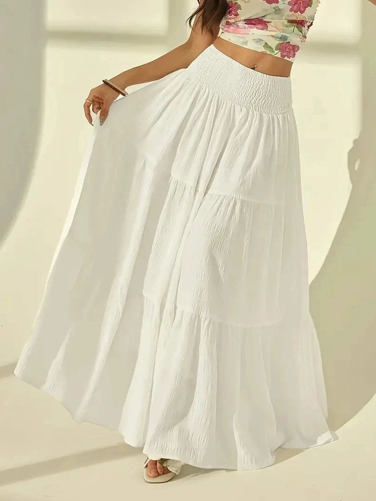 Jupe maxi Calla à volants avec taille élastique
