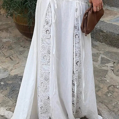 Jupe maxi Afsana Boho en patchwork de dentelle