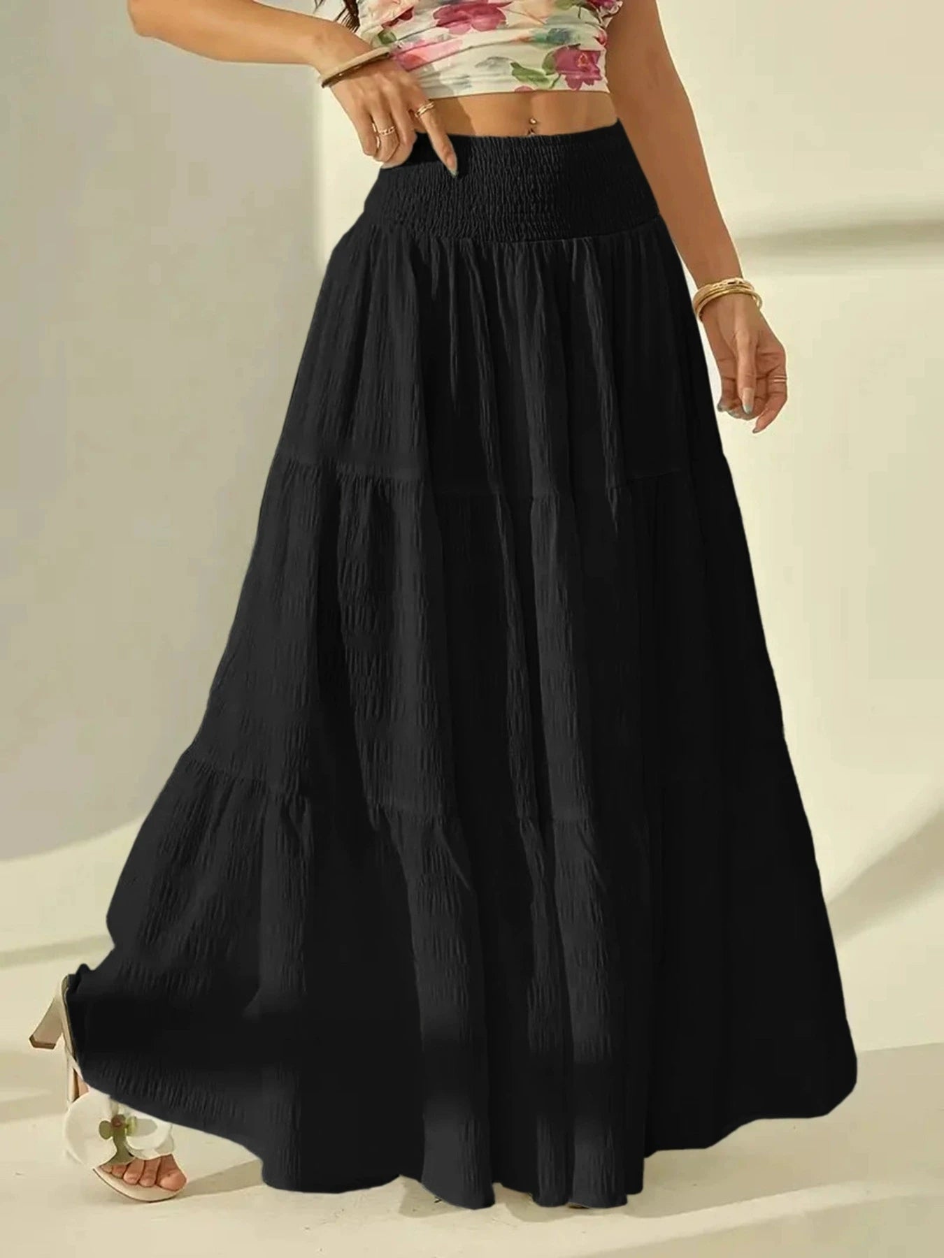 SOERA Celeste Layered Maxi Skirt - Skirts -  Black 0XL