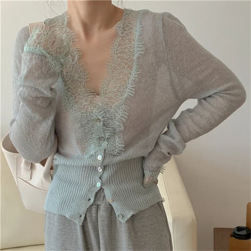 SOERA Aurelie Knitted Lace Cardigan - Sweaters & Cardigans - 1005007717662399-;Qm1764877298328778653 Light Yellow One Size