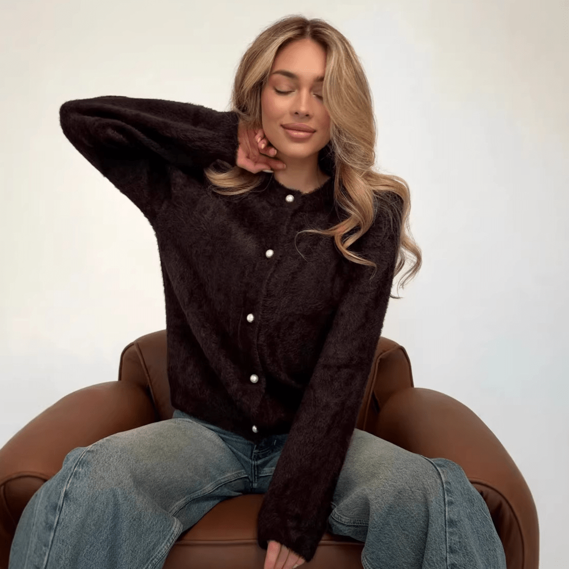 SOERA Hazel Soft Knit Cardigan - Sweaters & Cardigans - 3256809862684170-;IW1763778892229763273 Dark Brown S