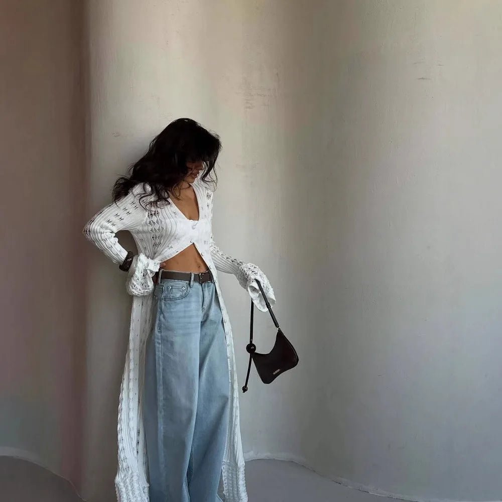 SOERA Whitney Hollow Knitted Cardigan - Sweaters & Cardigans -  White S