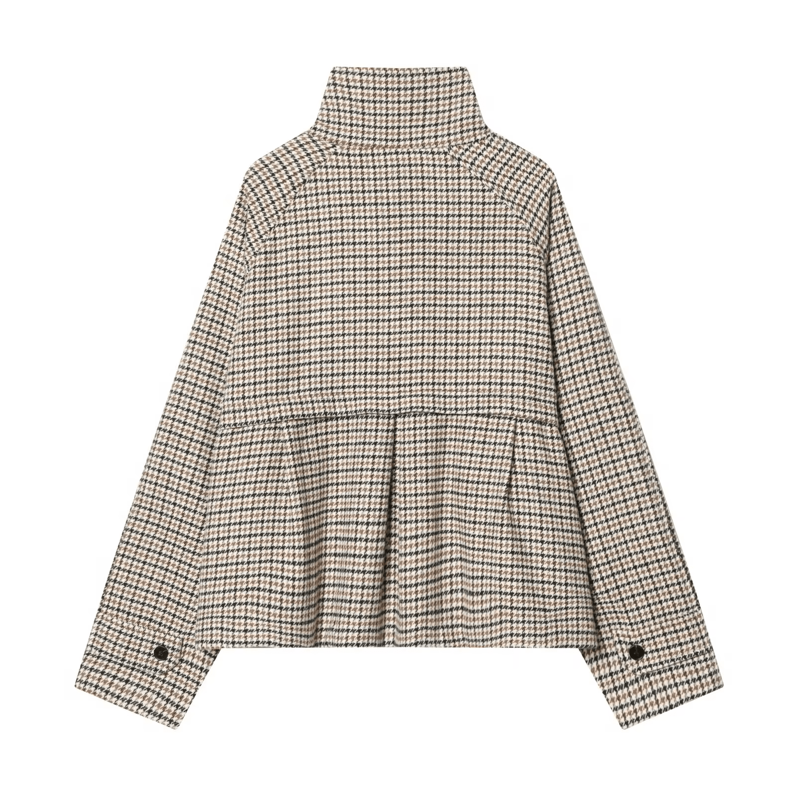 SOERA Amelia High-Collar Houndstooth Cropped Jacket - Top - SOERA-085187-ASP-L-68611 Beige L
