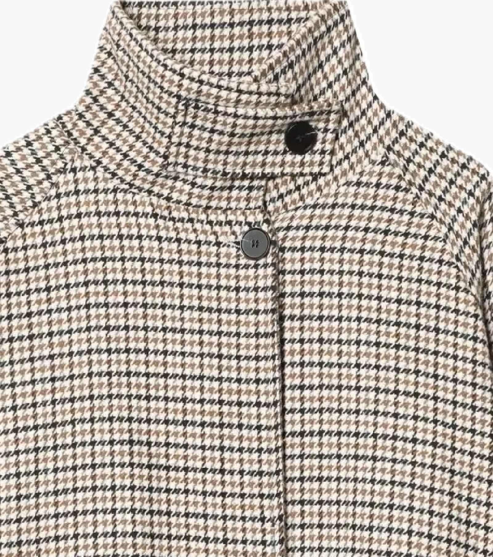 SOERA Amelia High-Collar Houndstooth Cropped Jacket - Top - SOERA-085187-ASP-L-68611 Beige L