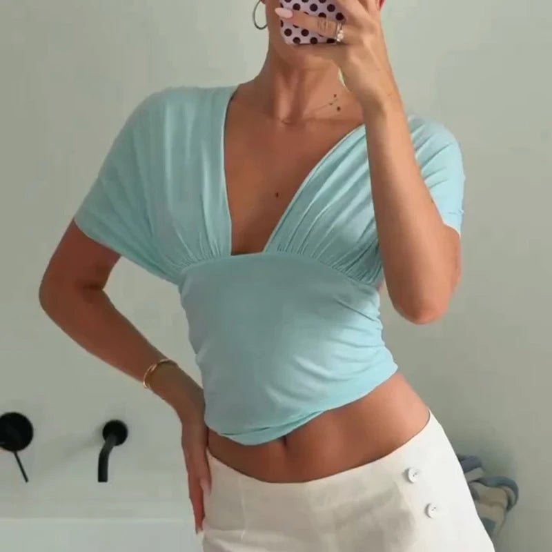 SOERA Bianca Lace - Up Crop Tank Top - Top -  Blue L